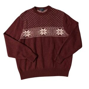 Crown‎ & Ivy Men’s Red Snowflake Sweater Holiday Pullover | Size Large